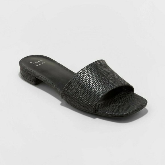 A New Day Summer Dress Slide Sandals Black 8 - Picture 2 of 4